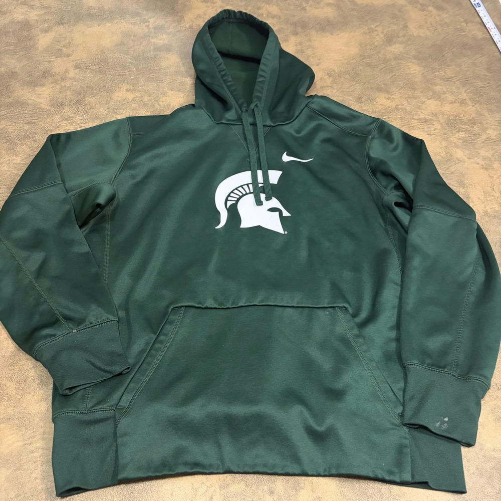 Nike Hoodie Mens Large Green Michigan State Spartans Therma-FIT BQ8554-397